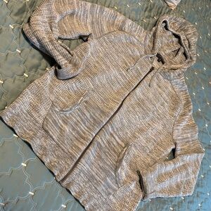 Express Heather Gray 100% Cotton Knit Hoodie Sz L